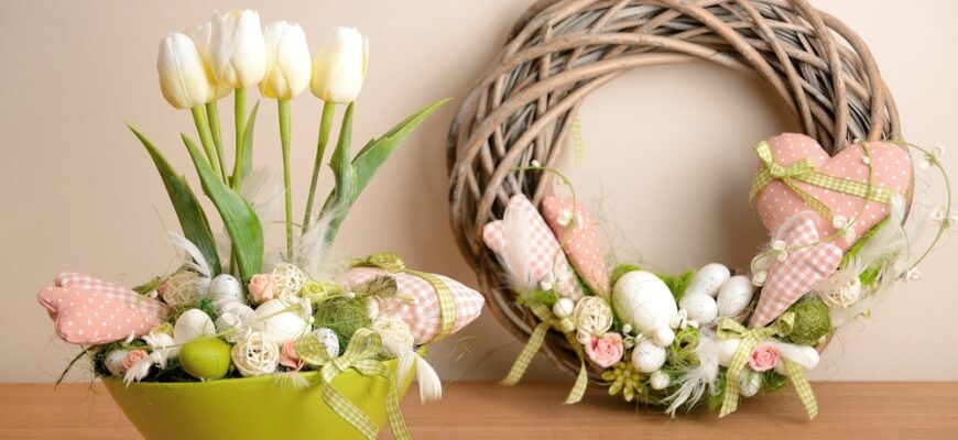 The,Spring,Decoration,Placed,On,The,Wood,Desk.
